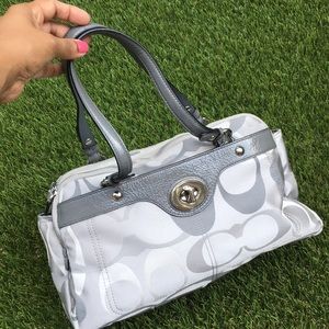 Silver Fabric Coach Bag